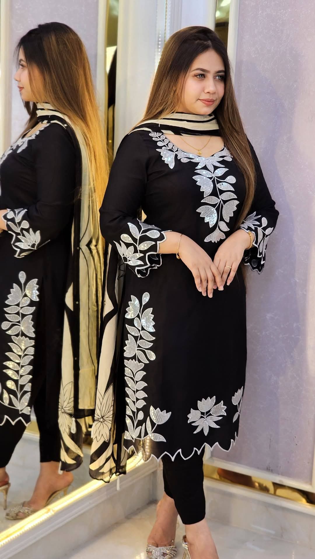 Sequinse Embroidery 3 pis